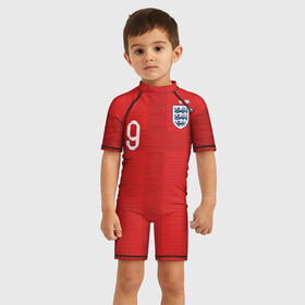 Детский купальный костюм 3D с принтом Kane away WC 2018 в городе Новоалтайск, Полиэстер 85%, Спандекс 15% | застежка на молнии на спине | champion | cup | england | harry | kane | russia | world | англия | кейн | мира | россия | чемпионат