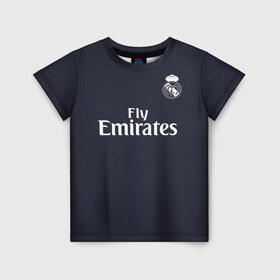 Детская футболка 3D с принтом Ramos away 18-19 в городе Новоалтайск, 100% гипоаллергенный полиэфир | прямой крой, круглый вырез горловины, длина до линии бедер, чуть спущенное плечо, ткань немного тянется | champions | league | madrid | ramos | real | sergio | spain | испания | лига | мадрид | рамос | реал | серхио | чемпионов