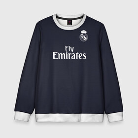 Детский свитшот 3D с принтом Ramos away 18-19 в городе Новоалтайск, 100% полиэстер | свободная посадка, прямой крой, мягкая тканевая резинка на рукавах и понизу свитшота | champions | league | madrid | ramos | real | sergio | spain | испания | лига | мадрид | рамос | реал | серхио | чемпионов