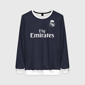 Женский свитшот 3D с принтом Ramos away 18-19 в городе Новоалтайск, 100% полиэстер с мягким внутренним слоем | круглый вырез горловины, мягкая резинка на манжетах и поясе, свободная посадка по фигуре | champions | league | madrid | ramos | real | sergio | spain | испания | лига | мадрид | рамос | реал | серхио | чемпионов