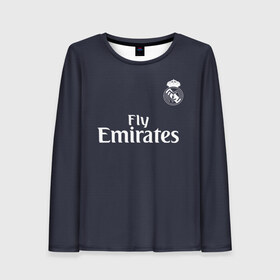 Женский лонгслив 3D с принтом Ramos away 18-19 в городе Новоалтайск, 100% полиэстер | длинные рукава, круглый вырез горловины, полуприлегающий силуэт | champions | league | madrid | ramos | real | sergio | spain | испания | лига | мадрид | рамос | реал | серхио | чемпионов