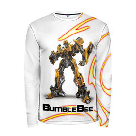 Мужской лонгслив 3D с принтом Bumblebee в городе Новоалтайск, 100% полиэстер | длинные рукава, круглый вырез горловины, полуприлегающий силуэт | bumblebee | бамблби | герой | камаро | прайм | трансформеры | фильм | шевроле