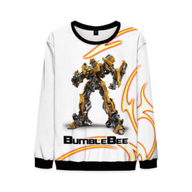 Мужской свитшот 3D с принтом Bumblebee в городе Новоалтайск, 100% полиэстер с мягким внутренним слоем | круглый вырез горловины, мягкая резинка на манжетах и поясе, свободная посадка по фигуре | Тематика изображения на принте: bumblebee | бамблби | герой | камаро | прайм | трансформеры | фильм | шевроле