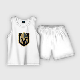 Детская пижама с шортами хлопок с принтом Vegas Golden Knights в городе Новоалтайск,  |  | Тематика изображения на принте: nhl | stanley cup | vegas golden knights | vegas knights | вегас голден найтс | вегас найтс | кубок стенли | кубок стэнли | нхл | хоккей | хоккейный клуб