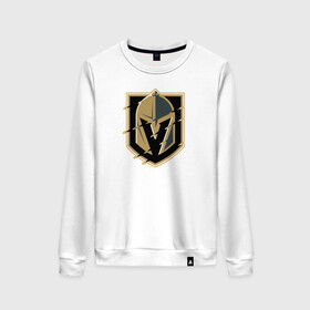 Женский свитшот хлопок с принтом Vegas Golden Knights в городе Новоалтайск, 100% хлопок | прямой крой, круглый вырез, на манжетах и по низу широкая трикотажная резинка  | nhl | stanley cup | vegas golden knights | vegas knights | вегас голден найтс | вегас найтс | кубок стенли | кубок стэнли | нхл | хоккей | хоккейный клуб