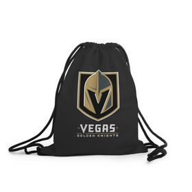 Рюкзак-мешок 3D с принтом Vegas Golden Knights в городе Новоалтайск, 100% полиэстер | плотность ткани — 200 г/м2, размер — 35 х 45 см; лямки — толстые шнурки, застежка на шнуровке, без карманов и подкладки | Тематика изображения на принте: 