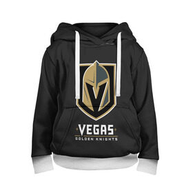 Детская толстовка 3D с принтом Vegas Golden Knights в городе Новоалтайск, 100% полиэстер | двухслойный капюшон со шнурком для регулировки, мягкие манжеты на рукавах и по низу толстовки, спереди карман-кенгуру с мягким внутренним слоем | 