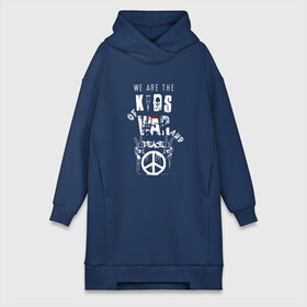 Платье-худи хлопок с принтом We are the kids of war and peace в городе Новоалтайск,  |  | american | day | green | idiot | альтернативный | американ | билли джо армстронг | греен | грин | группа | дай | дей | зелёный день | майк дёрнт | музыка | панк | поп | поппанк | рок | тре кул