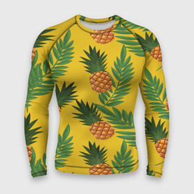 Мужской рашгард 3D с принтом Ананасы в городе Новоалтайск,  |  | fashion | leaf | листья | мода | море | отдых | природа | тропики