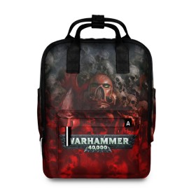 Женский рюкзак 3D с принтом Warhammer 40000: Dawn Of War в городе Новоалтайск, 100% полиэстер | лямки с регулируемой длиной, сверху ручки, чтобы рюкзак нести как сумку. Основное отделение закрывается на молнию, как и внешний карман. Внутри два дополнительных кармана, один из которых закрывается на молнию. По бокам два дополнительных кармашка, куда поместится маленькая бутылочка
 | relic entertainment | warhammer 40000: dawn of war | черепа