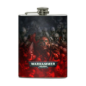 Фляга с принтом Warhammer 40000: Dawn Of War в городе Новоалтайск, металлический корпус | емкость 0,22 л, размер 125 х 94 мм. Виниловая наклейка запечатывается полностью | Тематика изображения на принте: relic entertainment | warhammer 40000: dawn of war | черепа