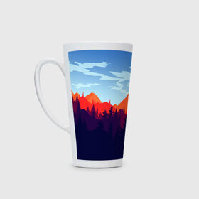Кружка Латте с принтом Firewatch collection в городе Новоалтайск, Белая керамика | Объем 480 мл; Высота 150 мм; Диаметр 90 мм | art | campo santo | firewatch | game | горы | закат | игра | лес | пейзаж | пожарный дозор | солнце | холмы