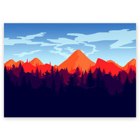 Поздравительная открытка с принтом Firewatch collection в городе Новоалтайск, 100% бумага | плотность бумаги 280 г/м2, матовая, на обратной стороне линовка и место для марки
 | Тематика изображения на принте: art | campo santo | firewatch | game | горы | закат | игра | лес | пейзаж | пожарный дозор | солнце | холмы