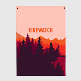 Постер с принтом FIREWATCH в городе Новоалтайск, 100% бумага
 | бумага, плотность 150 мг. Матовая, но за счет высокого коэффициента гладкости имеет небольшой блеск и дает на свету блики, но в отличии от глянцевой бумаги не покрыта лаком | art | campo santo | firewatch | game | горы | закат | игра | лес | пейзаж | пожарный дозор | солнце | холмы
