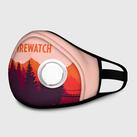 Маска из неопрена с принтом FIREWATCH в городе Новоалтайск, неопрен 100% | Форма огибающая нос. Резинки для ушей с дополнительной резинкой на затылке. Клапан для выдоха для активного дыхания при занятиях спортом. Эластичный материал маски и окантовки для лучшего растяжения и прилегания маски.  | art | campo santo | firewatch | game | горы | закат | игра | лес | пейзаж | пожарный дозор | солнце | холмы