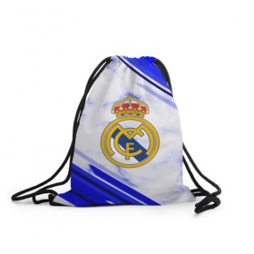 Рюкзак-мешок 3D с принтом Real Madrid 2018 в городе Новоалтайск, 100% полиэстер | плотность ткани — 200 г/м2, размер — 35 х 45 см; лямки — толстые шнурки, застежка на шнуровке, без карманов и подкладки | Тематика изображения на принте: football | soccer | реал мадрид