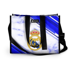 Сумка-шоппер 3D с принтом Real Madrid в городе Новоалтайск, 100% полиэстер | застегивается на металлическую кнопку; внутренний карман застегивается на молнию. Стенки укреплены специальным мягким материалом, чтобы защитить содержимое от несильных ударов
 | football | soccer | реал мадрид