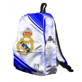 Рюкзак 3D с принтом Real Madrid 2018 в городе Новоалтайск, 100% полиэстер | лямки с регулируемой длиной, сверху петелька, чтобы рюкзак можно было повесить на вешалку. Основное отделение закрывается на молнию, как и внешний карман. Внутри два дополнительных кармана, один из которых закрывается на молнию. По бокам два дополнительных кармашка | football | soccer | реал мадрид