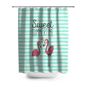 Штора 3D для ванной с принтом Sweet Summer Time в городе Новоалтайск, 100% полиэстер | плотность материала — 100 г/м2. Стандартный размер — 146 см х 180 см. По верхнему краю — пластиковые люверсы для креплений. В комплекте 10 пластиковых колец | animal | art | flamingo | love | pink | summer | sweet | time | арт | белый | бирюзовый | жара | животное | лето | любовь | матроска | полоски | рисунок | розовый | роман | сердечки | сердце | серый | фламинго | черный