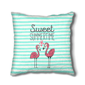 Подушка 3D с принтом Sweet Summer Time в городе Новоалтайск, наволочка – 100% полиэстер, наполнитель – холлофайбер (легкий наполнитель, не вызывает аллергию). | состоит из подушки и наволочки. Наволочка на молнии, легко снимается для стирки | animal | art | flamingo | love | pink | summer | sweet | time | арт | белый | бирюзовый | жара | животное | лето | любовь | матроска | полоски | рисунок | розовый | роман | сердечки | сердце | серый | фламинго | черный