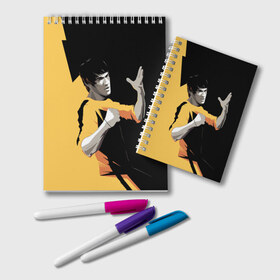 Блокнот с принтом Bruce Lee в городе Новоалтайск, 100% бумага | 48 листов, плотность листов — 60 г/м2, плотность картонной обложки — 250 г/м2. Листы скреплены удобной пружинной спиралью. Цвет линий — светло-серый
 | Тематика изображения на принте: bruce lee | актер | боец | воин | звезда | карате