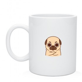 Кружка с принтом Puglie Pug Сердитый в городе Новоалтайск, керамика | объем — 330 мл, диаметр — 80 мм. Принт наносится на бока кружки, можно сделать два разных изображения | Тематика изображения на принте: 