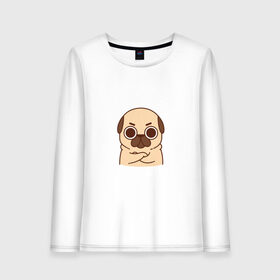 Женский лонгслив хлопок с принтом Puglie Pug Сердитый в городе Новоалтайск, 100% хлопок |  | 