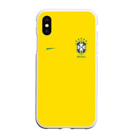 Чехол для iPhone XS Max матовый с принтом Бразилия форма (без надписи сзади) в городе Новоалтайск, Силикон | Область печати: задняя сторона чехла, без боковых панелей | brasil | championship | cup | football | team | world |  чемпионат мира | бразилии | бразилия | форма | футбол | чм