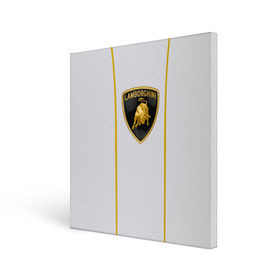 Холст квадратный с принтом LAMBORGHINI BRAND SPORT в городе Новоалтайск, 100% ПВХ |  | auto | lamborghini | sport | авто | автомобиль | автомобильные | бренд | ламборджини | лого | логотип | марка | спорт