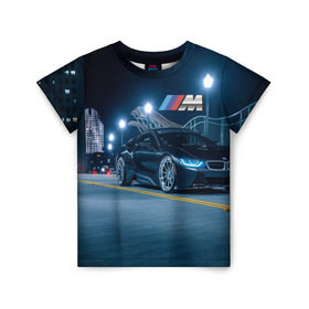 Детская футболка 3D с принтом BMW AUTO SPORT в городе Новоалтайск, 100% гипоаллергенный полиэфир | прямой крой, круглый вырез горловины, длина до линии бедер, чуть спущенное плечо, ткань немного тянется | amg | bmw | bmw performance | m | motorsport | sport | авто | автомобиль | автомобильные | бмв | бренд | марка | моторспорт | спорт | фон