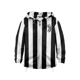 Детская ветровка 3D с принтом JUVENTUS в городе Новоалтайск, 100% полиэстер | подол и капюшон оформлены резинкой с фиксаторами, по бокам два кармана без застежек, один потайной карман на груди | juventus | полоски | спорт | футбол | эмблема