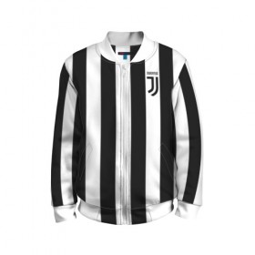 Детский бомбер 3D с принтом JUVENTUS в городе Новоалтайск, 100% полиэстер | застегивается на молнию, по бокам два кармана без застежек, мягкие манжеты, по низу бомбера и на воротнике — эластичная резинка | juventus | полоски | спорт | футбол | эмблема