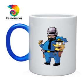 Кружка хамелеон с принтом Robocop Wiggum в городе Новоалтайск, керамика | меняет цвет при нагревании, емкость 330 мл | 
