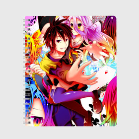 Тетрадь с принтом No Game No Life в городе Новоалтайск, 100% бумага | 48 листов, плотность листов — 60 г/м2, плотность картонной обложки — 250 г/м2. Листы скреплены сбоку удобной пружинной спиралью. Уголки страниц и обложки скругленные. Цвет линий — светло-серый
 | anime | manga | no game no life | аниме | без игры жизни нет | манга