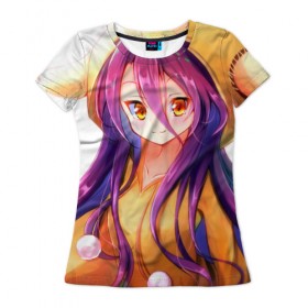 Женская футболка 3D с принтом No Game No Life в городе Новоалтайск, 100% полиэфир ( синтетическое хлопкоподобное полотно) | прямой крой, круглый вырез горловины, длина до линии бедер | anime | manga | no game no life | аниме | без игры жизни нет | манга