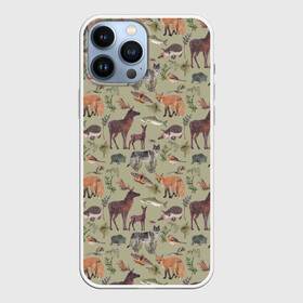 Чехол для iPhone 13 Pro Max с принтом Wild animals в городе Новоалтайск,  |  | animals | deer | forest | fox | nature | wild nature | дикие животные | ёжик | лес | лиса | олень | природа | рыба