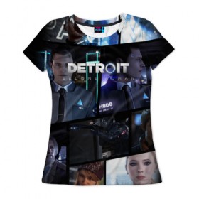 Женская футболка 3D с принтом DETROIT BECOME HUMAN в городе Новоалтайск, 100% полиэфир ( синтетическое хлопкоподобное полотно) | прямой крой, круглый вырез горловины, длина до линии бедер | connor | cyberlife | detroit become human | deviant | kara | markus | ps4 | rk800 |  detroit: become human | детроит | детроит: стать человеком | игры | кара | коннор | конор | кэра | маркус | пиратs | эксклюзив