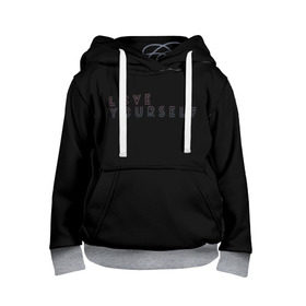 Детская толстовка 3D с принтом LOVE YOURSELF_5 в городе Новоалтайск, 100% полиэстер | двухслойный капюшон со шнурком для регулировки, мягкие манжеты на рукавах и по низу толстовки, спереди карман-кенгуру с мягким внутренним слоем | bangtan boys | bts | бантаны | бтс