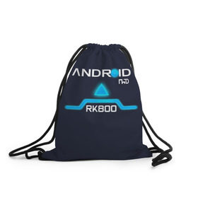 Рюкзак-мешок 3D с принтом ANDROID RK800 CONNOR в городе Новоалтайск, 100% полиэстер | плотность ткани — 200 г/м2, размер — 35 х 45 см; лямки — толстые шнурки, застежка на шнуровке, без карманов и подкладки | connor | cyberlife | detroit become human | deviant | kara | markus | ps4 | rk800 |  detroit: become human | детроит | детроит: стать человеком | игры | кара | коннор | конор | кэра | маркус | пиратs | эксклюзив