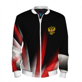 Мужской бомбер 3D с принтом Russia sport collection в городе Новоалтайск, 100% полиэстер | застегивается на молнию, по бокам два кармана без застежек, по низу бомбера и на воротнике - эластичная резинка | abstraction | grunge | russia | sport | абстракция | герб | краска | русский | символика рф | спорт | спортивный | триколор | униформа | форма | я русский