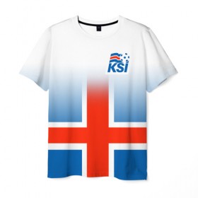 Мужская футболка 3D с принтом KSI ICELAND SPORT в городе Новоалтайск, 100% полиэфир | прямой крой, круглый вырез горловины, длина до линии бедер | 2019 | fc | football | football club | iceland | ksi | sport | исландия | кси | сборная исландии | спорт | спортивные | униформа | фирменные цвета | фк | футбол | футбольный клуб