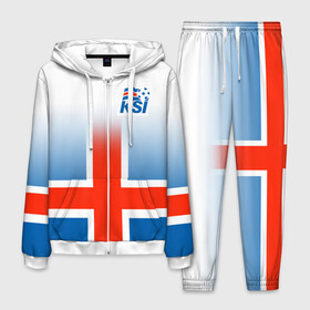 Мужской костюм 3D с принтом KSI ICELAND SPORT в городе Новоалтайск, 100% полиэстер | Манжеты и пояс оформлены тканевой резинкой, двухслойный капюшон со шнурком для регулировки, карманы спереди | 2019 | fc | football | football club | iceland | ksi | sport | исландия | кси | сборная исландии | спорт | спортивные | униформа | фирменные цвета | фк | футбол | футбольный клуб