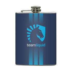 Фляга с принтом TEAM LIQUID E-SPORT в городе Новоалтайск, металлический корпус | емкость 0,22 л, размер 125 х 94 мм. Виниловая наклейка запечатывается полностью | Тематика изображения на принте: 2019 | blue | cybersport | esport | liquid | logo | pro league | team | team liquid | киберспорт | логотип | тим ликвид | фирменные цвета