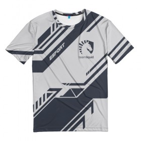 Мужская футболка 3D с принтом TEAM LIQUID E-SPORT в городе Новоалтайск, 100% полиэфир | прямой крой, круглый вырез горловины, длина до линии бедер | 2019 | blue | cybersport | esport | liquid | logo | pro league | team | team liquid | киберспорт | логотип | тим ликвид | фирменные цвета
