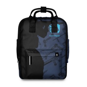 Женский рюкзак 3D с принтом TEAM LIQUID E-SPORT CS GO в городе Новоалтайск, 100% полиэстер | лямки с регулируемой длиной, сверху ручки, чтобы рюкзак нести как сумку. Основное отделение закрывается на молнию, как и внешний карман. Внутри два дополнительных кармана, один из которых закрывается на молнию. По бокам два дополнительных кармашка, куда поместится маленькая бутылочка
 | Тематика изображения на принте: 2019 | blue | cs go | cybersport | esport | liquid | logo | pro league | team | team liquid | киберспорт | логотип | тим ликвид | фирменные цвета