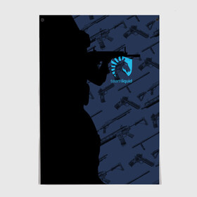 Постер с принтом TEAM LIQUID E-SPORT CS GO в городе Новоалтайск, 100% бумага
 | бумага, плотность 150 мг. Матовая, но за счет высокого коэффициента гладкости имеет небольшой блеск и дает на свету блики, но в отличии от глянцевой бумаги не покрыта лаком | 2019 | blue | cs go | cybersport | esport | liquid | logo | pro league | team | team liquid | киберспорт | логотип | тим ликвид | фирменные цвета