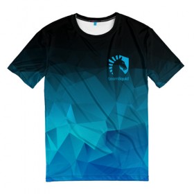 Мужская футболка 3D с принтом TEAM LIQUID E-SPORT в городе Новоалтайск, 100% полиэфир | прямой крой, круглый вырез горловины, длина до линии бедер | 2019 | blue | cybersport | esport | liquid | logo | pro league | team | team liquid | киберспорт | логотип | тим ликвид | фирменные цвета