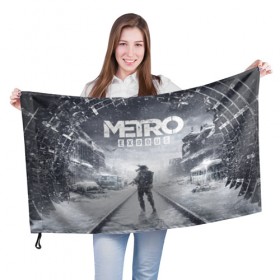 Флаг 3D с принтом Metro Exodus: Артём в городе Новоалтайск, 100% полиэстер | плотность ткани — 95 г/м2, размер — 67 х 109 см. Принт наносится с одной стороны | 4a games | deep silver | metro | метро
