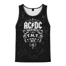 Мужская майка 3D с принтом AC/DC run for your life в городе Новоалтайск, 100% полиэстер | круглая горловина, приталенный силуэт, длина до линии бедра. Пройма и горловина окантованы тонкой бейкой | Тематика изображения на принте: ac dc | acdc | acdc ас дс | австралийская | ангус янг | асдс | блюз | группа | крис слэйд | метал | молния | музыка | музыканты | певцы | рок | рок н ролл | стиви янг | хард | хардрок | эксл роуз