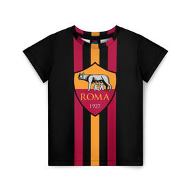 Детская футболка 3D с принтом FC Roma Lines в городе Новоалтайск, 100% гипоаллергенный полиэфир | прямой крой, круглый вырез горловины, длина до линии бедер, чуть спущенное плечо, ткань немного тянется | football | italia | logo | roma | sport | италия | лого | спорт | фк | футбол | футбольный клуб | эмблема